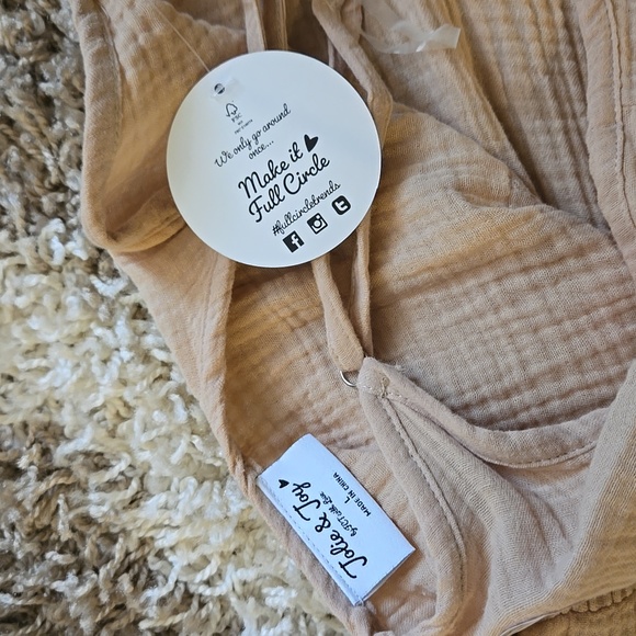 NWT Jolie & Joy Muslin Jumpsuit Tan - Picture 6 of 6